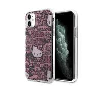 Custodia rigida per iPhone 11 Hello Kitty rosa graffiti