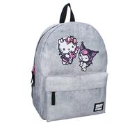 HELLO KITTY Zaino Grigio Grande 39x29x12cm Scuola UFFICIALE Originale