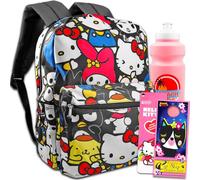 Hello Kitty Zaino per la Scuola - 40,6 m Con Tasca Frontale, Adesivi, Bottiglia d'Acqua e Altro Ancora per Ragazze