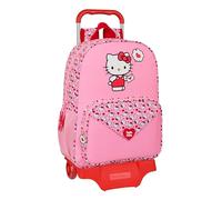 HELLO KITTY - Zaino scolastico grande con carrello, ideale per bambini e ragazzi, comodo e versatile, qualità e resistenza, 33 x 15 x 42 cm