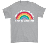 Hello Mama & Papa Im A Gaysian Lgbt T-Shirt 100% Cotone