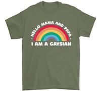 Hello Mama & Papa Im A Gaysian Lgbt T-Shirt 100% Cotone