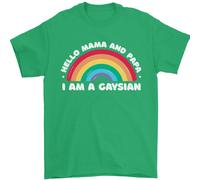 Hello Mama & Papa Im A Gaysian Lgbt T-Shirt 100% Cotone