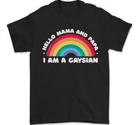 Hello Mama & Papa Im A Gaysian Lgbt T-Shirt 100% IN Cotone