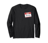 Hello My Name Is Anxiety Tag Nome Divertente Inverso Maglia a Manica