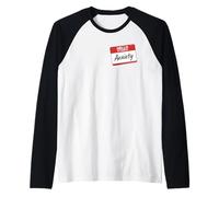 Hello My Name Is Anxiety Tag Nome Divertente Inverso Maglia con Maniche Raglan