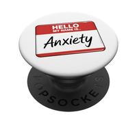 Hello My Name Is Anxiety Tag Nome Divertente Inverso PopSockets PopGrip Adesivo