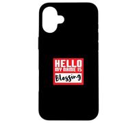 Hello My Name is Blessing in Disguise Divertente festa di Halloween Custodia per iPhone 16 Plus