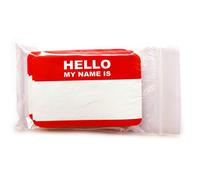 "HELLO my name is ..."Pacchetto adesivi 10,5 x 7,4 cm rosso classico - targhette portanome convenienti!
