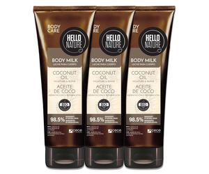 Hello Nature Body Milk Lotion per la cura del corpo con olio di cocco