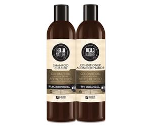 Hello Nature Hair Care Set Shampoo e Balsamo con Olio di Cocco per la