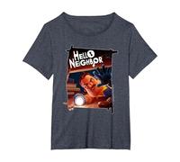 Hello Neighbor - Disegni correlati al Gioco Maglietta, Donna Plus-Size, Pervinca, 1X