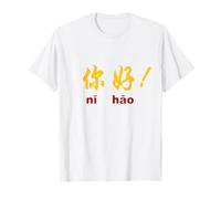 Hello Ni Hao in Mandarino China Design Caratteri Cinesi Maglietta
