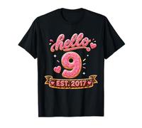 Hello Nine Sweet Cookie Ninth Birthday EST 2025 Party Maglietta