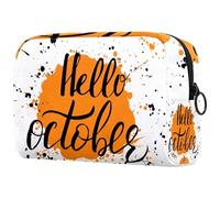Hello October - Trousse da donna, con zucca, per articoli da toeletta da viaggio, grande, pratica borsa organizer con cerniera, Multi, 18.5x7.5x13cm/7.3x3x5.1in, Beauty case