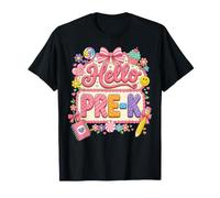 Hello Pre-K Floral Teacher Student Back To School Maglietta