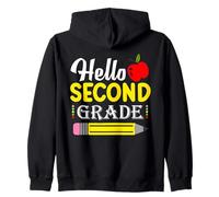 Hello Second Grade - Carino Ritorno a Scuola per Insegnanti e Bambini Felpa con Cappuccio