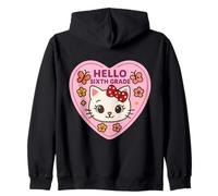 Hello Sesto Grado 6th Grader Ragazza Gattino Gatto Ritorno A Scuola Felpa con Cappuccio