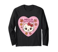 Hello Sesto Grado 6th Grader Ragazza Gattino Gatto Ritorno A Scuola Maglia a Manica