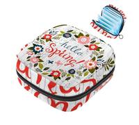 Hello Spring Flower - Borsa per assorbenti igienici, grande, con cerniera, per assorbenti mestruali, per ragazze e donne