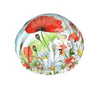 Hello Spring Flowers Cuffia da a con stampa ape Cuffia da a elastica riutilizzabile da donna Cuffia da bagno impermeabile a doppio strato, per salone spa da donna