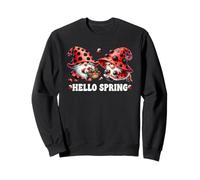 Hello Spring Gnome Graphic For Women And Girls Cute Ladybug Felpa