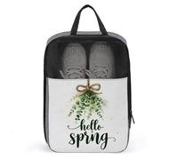Hello Spring Greenery on a Rope Bow Shoe Bag per viaggi uso quotidiano Anti-polvere Storage Carrier Golf Shoe Pouch
