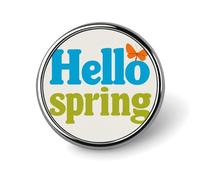 Hello Spring, piccola spilla rotonda arancione a forma di farfalla, per uomo e donna, alla moda, per colletto, giacca, zaino, accessori