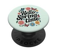 Hello Spring Time Floral Tipografia Design PopSockets PopGrip Adesivo