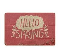 Hello Spring Word Beautiful Floral Pink Rubber Dirt Trapper Assorbente Portico Dormitorio Patio Garage Camping Lavabile Antiscivolo 43,2 x 73,7 cm