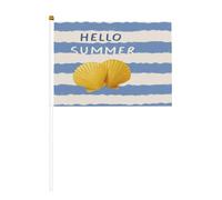 Hello Summer - Bandiere a forma di conchiglie gialle piccole, da tenere in mano, mini bandiere su bastone per feste, attività di squadra, parate, decorazione per le vacanze, confezione da 10