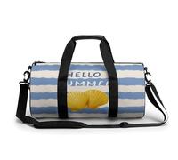 Hello Summer - Borsa da palestra da viaggio con conchiglie gialle per donne e uomini, borsa da viaggio cilindrica con tracolla