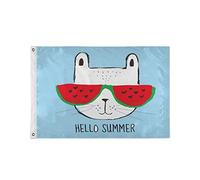 Hello Summer Bunny Bandiere Resistente Alle Intemperie Flag Colore Vivido Bandiera Per Interno Esterno Casa 90X150Cm