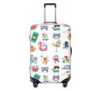 Hello Summer - Copribagagli da viaggio con gatto, elastici, per valigie, 45-81 cm, Nero , S