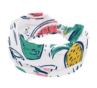 Hello Summer - Fascia per capelli da donna, con ananas e anguria, elastica, larga, antiscivolo, traspirante, per yoga, sport, palestra, corsa, fitness