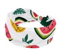 Hello Summer - Fascia per capelli da donna, con sfondo ananas e anguria, morbida, antiscivolo, per yoga, fitness, viaggi, palestra, accessori per capelli