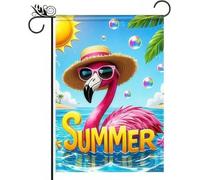 Hello Summer Flamingo Welcome Garden Flag Double Sided Ocean Beach Tropical Plant Farmhouse Small Yard Flag Somma