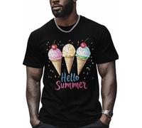 Hello Summer Ice Cream Maglietta A Maniche Corte Uomo Asciugatura Magliette A Manica Corta Casual Short Sleeve Tee per Ciclismo Running Sportiva 3XL