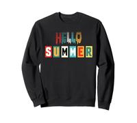 Hello Summer - Scritta Colorata a Righe sfumate Felpa