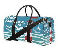 Hello Summer Seagull Lighthouse, borsa sportiva da palestra per uomini e donne, impermeabile, pieghevole, da viaggio, leggera, da portare con sé, borsa da viaggio per allenamento in ospedale