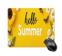 Hello Summer - Tappetino per mouse con farfalle e fiori, per scrivania e laptop, con base in gomma antiscivolo, tappetino per mouse da gioco