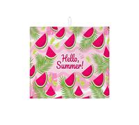 Hello Summer - Tappetino scolapiatti a forma di anguria per bancone della cucina, tappetino assorbente per piatti a foglia di pesca tropicale, tappetino estivo in microfibra per bancone della cucina