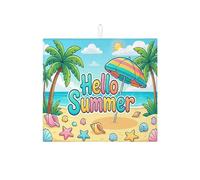 Hello Summer - Tappetino scolapiatti per bancone della cucina, a tema spiaggia, assorbente, in microfibra, per proteggere il bancone della cucina, 40,6 x 45,7 cm