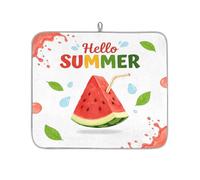 Hello Summer - Tappetino scolapiatti per bancone della cucina, in microfibra, assorbente, con retro antiscivolo, reversibile, ad asciugatura rapida, per tazze, pentole, padelle, 40,6 x 45,7 cm
