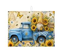 Hello Summer - Tappetino scolapiatti per bancone della cucina, in microfibra, motivo camion blu vintage, assorbente, 45 x 61 cm