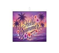 Hello Summer - Tappetino scolapiatti per bancone della cucina, motivo floreale tropicale, assorbente, tappetino scolapiatti in microfibra estetica da spiaggia, decorazione per bancone della cucina