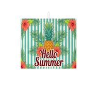 Hello Summer - Tappetino scolapiatti per bancone della cucina, tappetino assorbente con ananas tropicale, tappetino assorbente in microfibra a righe luminose, per protezione bar, 40,6 x 45,7 cm