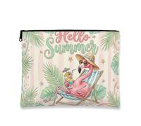 Hello Summer - Trousse da viaggio con uccellini tropicali tropicali, da donna, organizer portatile in tela con cerniera, borsa da toilette estiva per la cura della pelle, Pesca, 7x9 Inch, Uccello