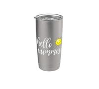 Hello Summer with happy sun for summer vacation & Holidays Bicchiere termico in acciaio inox doppia parete