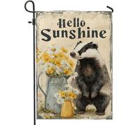 Hello Sunshine Animal Yellow Daisy Flower Bandiera Da Giardino Divertenti Bandiera Moda Bandiere Per Dormitorio Il Portico Soggiorno 30X45Cm